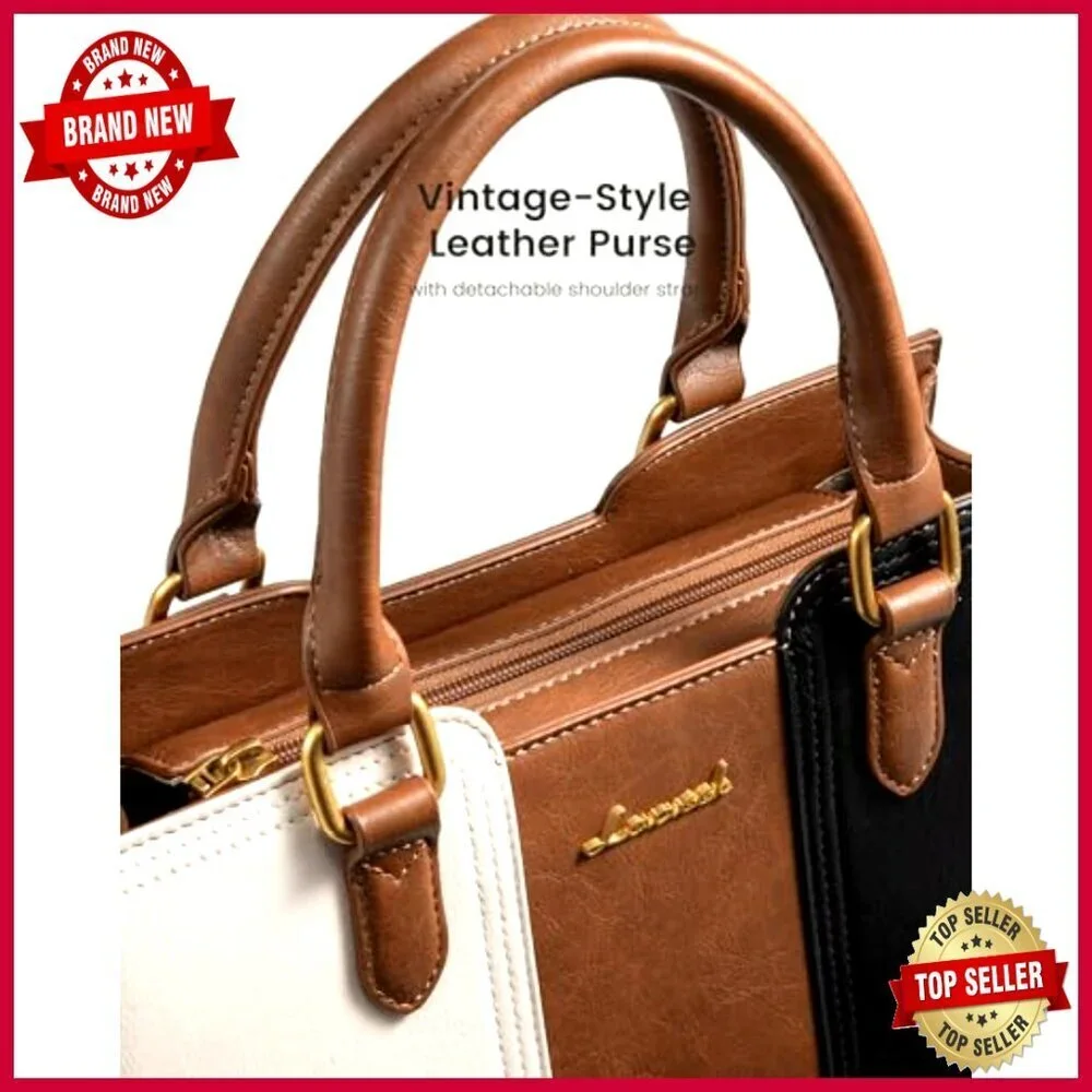 Vintage Leather Shoulder Handbag Small Satchel Tote Crossbody Work Purse